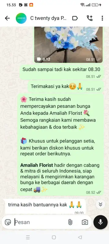 Testimonial krans bunga WAJO